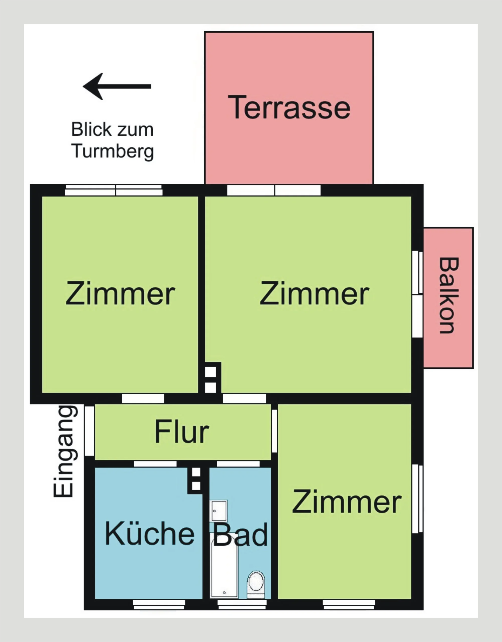 KA-Durlach / schöne 3-Zimmer-Whg mit Balkon, Terrasse, EBK und Turmbergblick in zentraler Lage / bezugsfrei nach Absprache