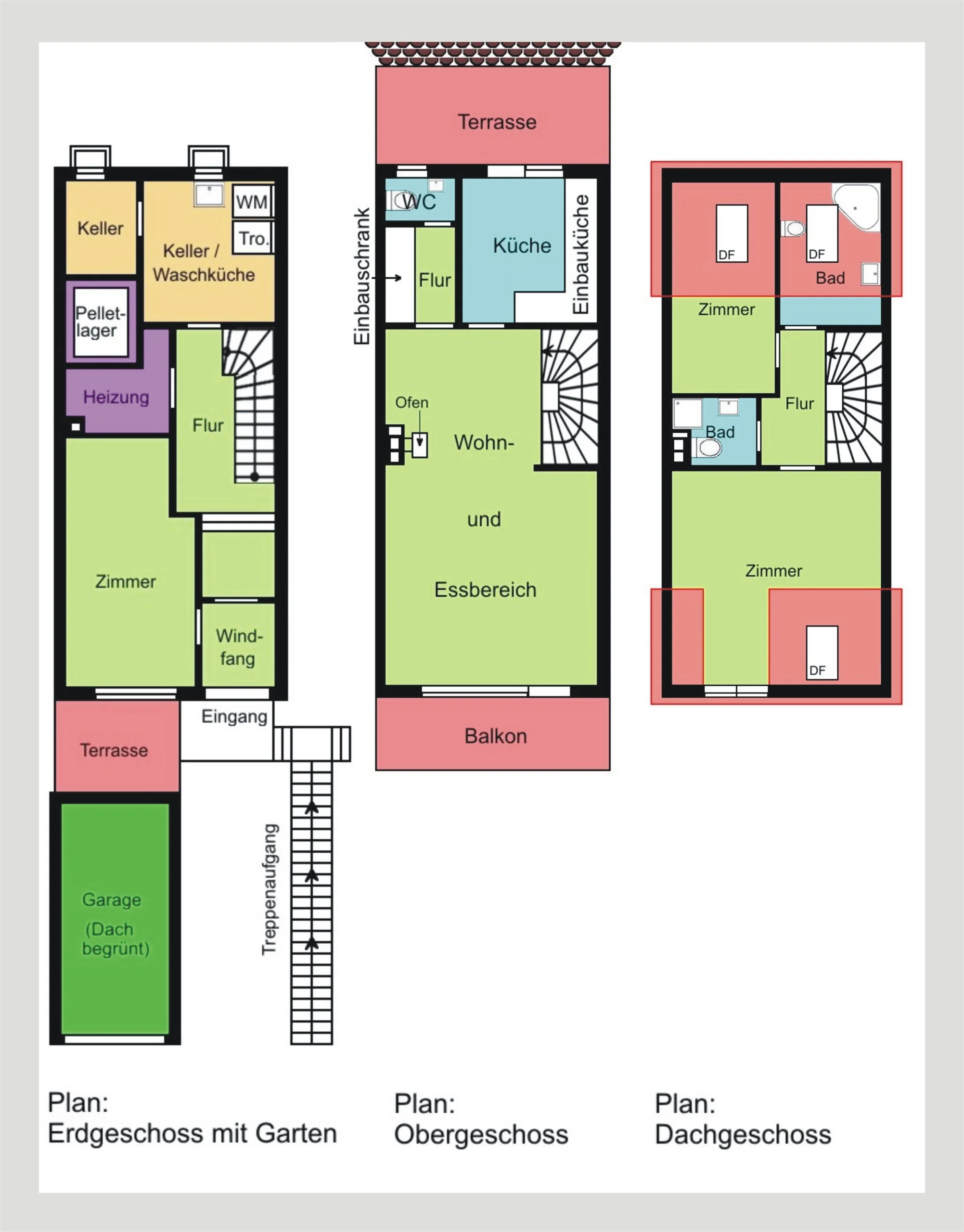 sofort bezugsfrei / KA-Grünwettersbach / helles Reihenmittelhaus mit Garage, zwei Terrassen, Balkon und EBK in angenehmer Hanglage