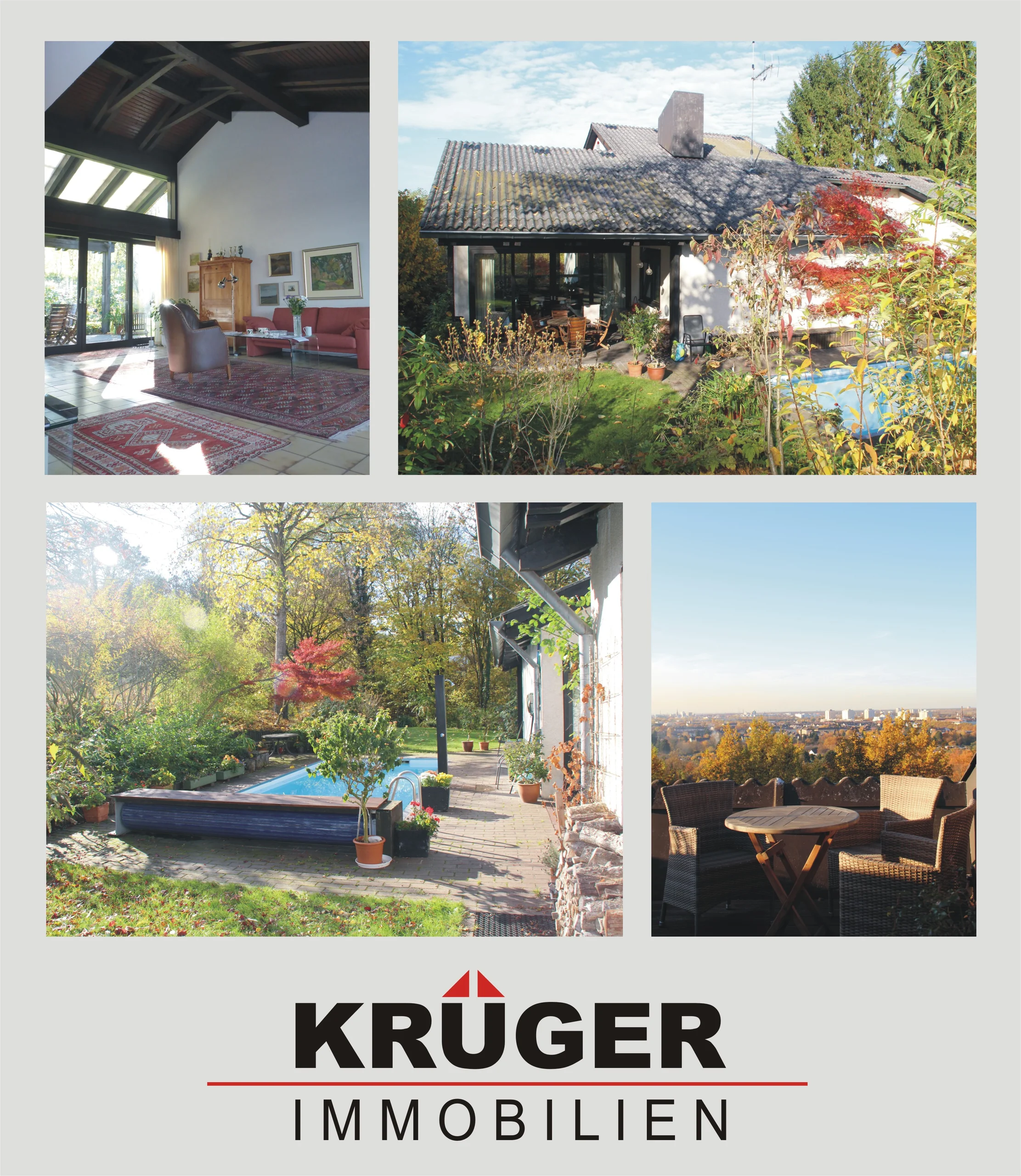 Karlsruhe-Durlach-Geigersberg / gepflegtes Einfamilienhaus mit Einliegerwohnung und Schwimmbad auf großzügigem Grundstück in ruhiger Hangwohnlage - unverbaubarer Ausblick über Karlsruhe bis in die Pfä