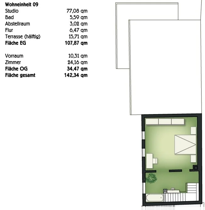 Saniertes Rückgebäude mit grosser Südterrasse und Gartenbereich in KA-Durlach / Komplettsanierung mit Denkmalabschreibung