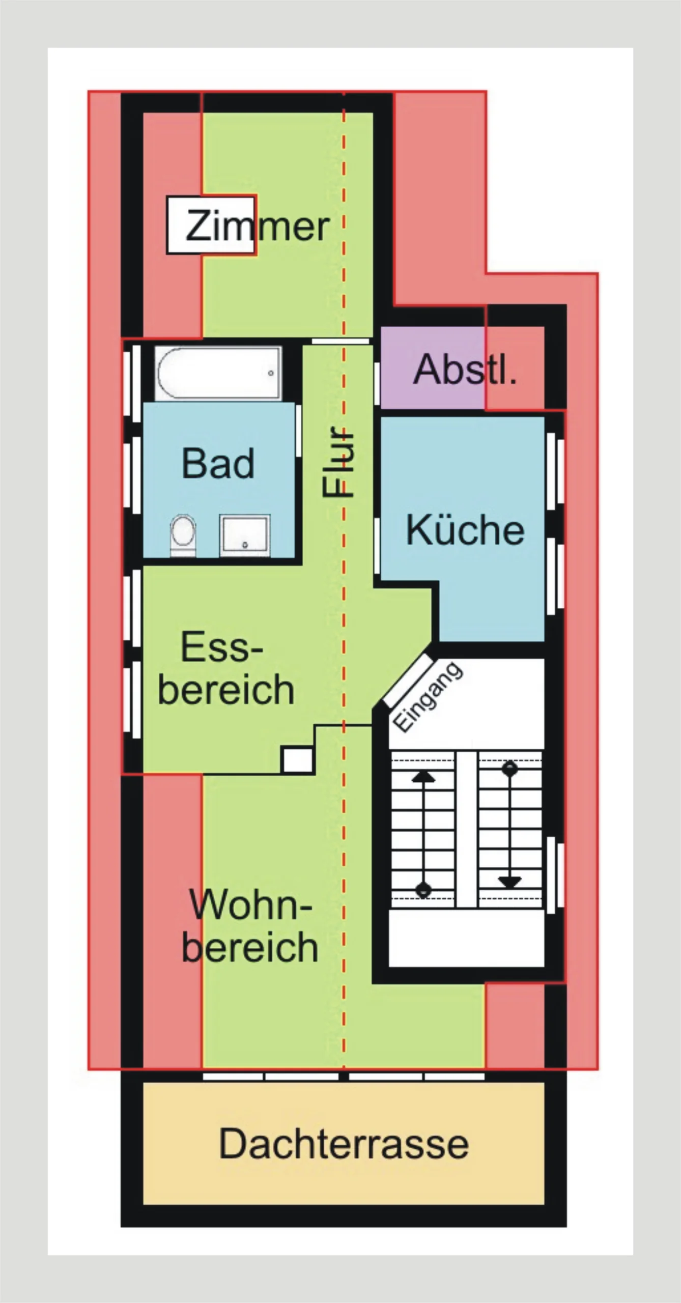 schöne 2-Zi-DG-Whg mit offenem und lichtdurchflutetem Wohn- & Essbereich, Dachterrasse mit Weitblick und Außenstellplatz