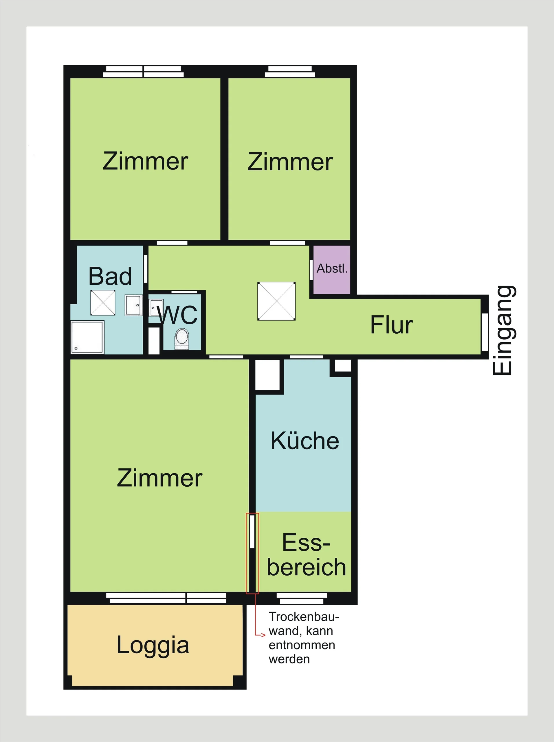 KA-Daxlanden / helle und gemütliche 3,5-Zi-Whg mit Loggia, EBK, großzügigem Hobbyraum (23m²), TG-Stellplatz & Keller in ruhiger Lage