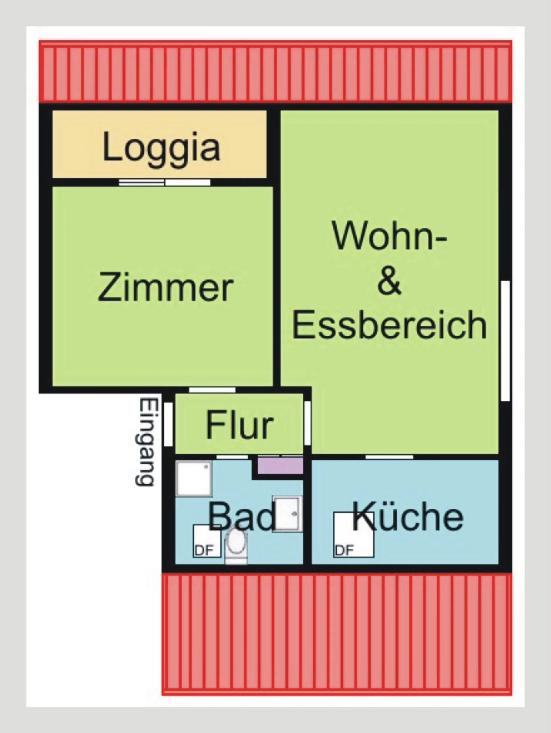 gepflegte 2-Zimmer-DG-Whg mit Einbauküche & Süd-Dachloggia / vermietet