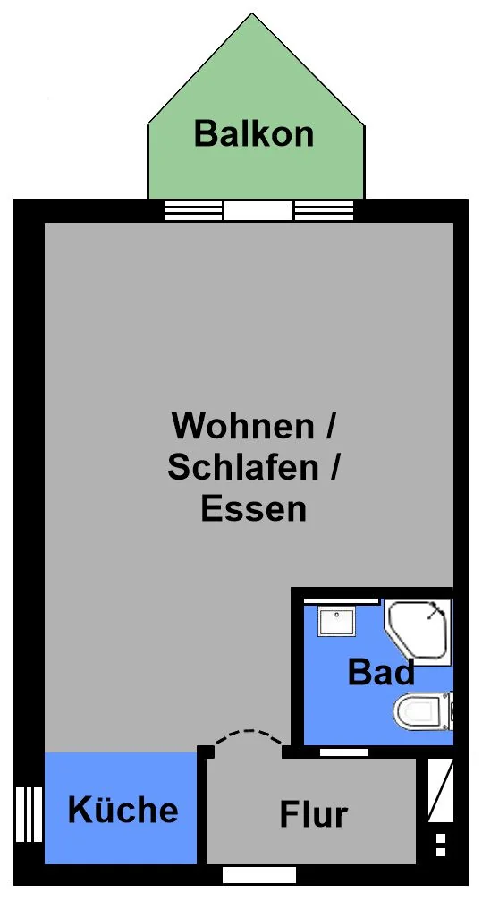 Pfinztal-Kleinsteinbach / vermietete 1-Zi-ETW mit Südbalkon & Garagenstellplatz