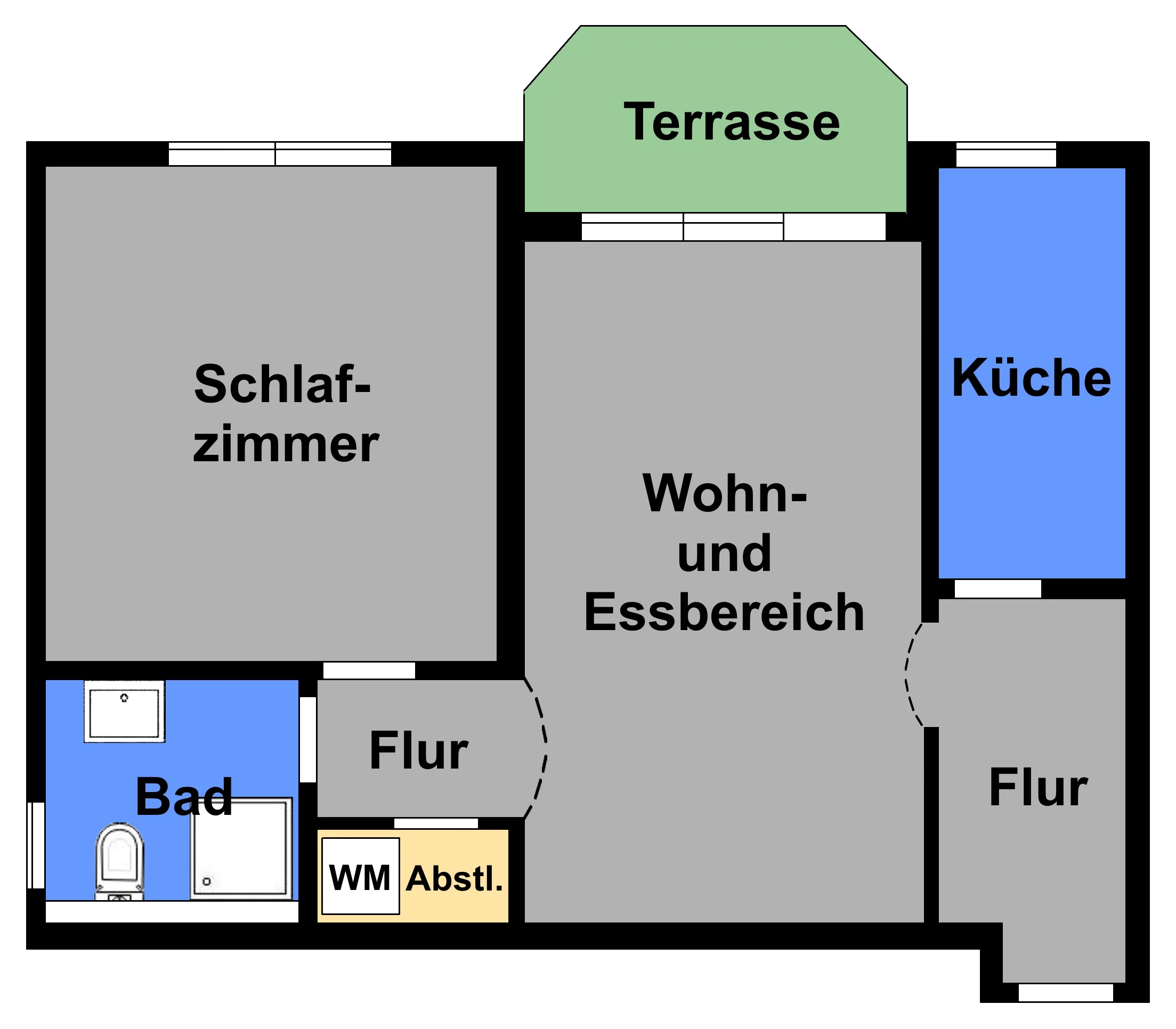 Ludwigshafen-Ruchheim / 2-Zi-Whg mit Terrasse, EBK und KFZ-Stellplatz / bezugsfrei