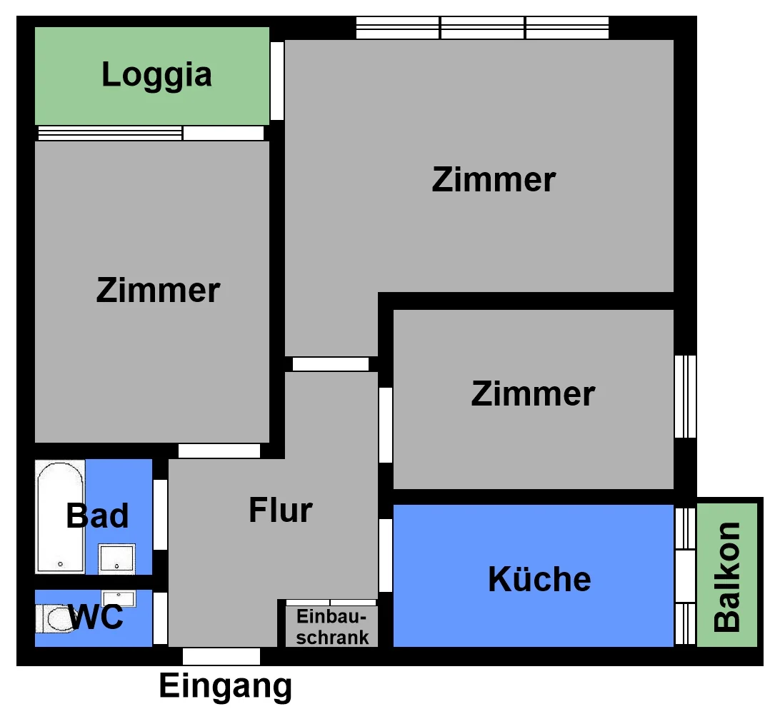 KA-Durlach / großzügige & gut geschnittene 3-Zi-Whg mit zwei Balkonen & Keller in zentraler Lage / freiwerdend