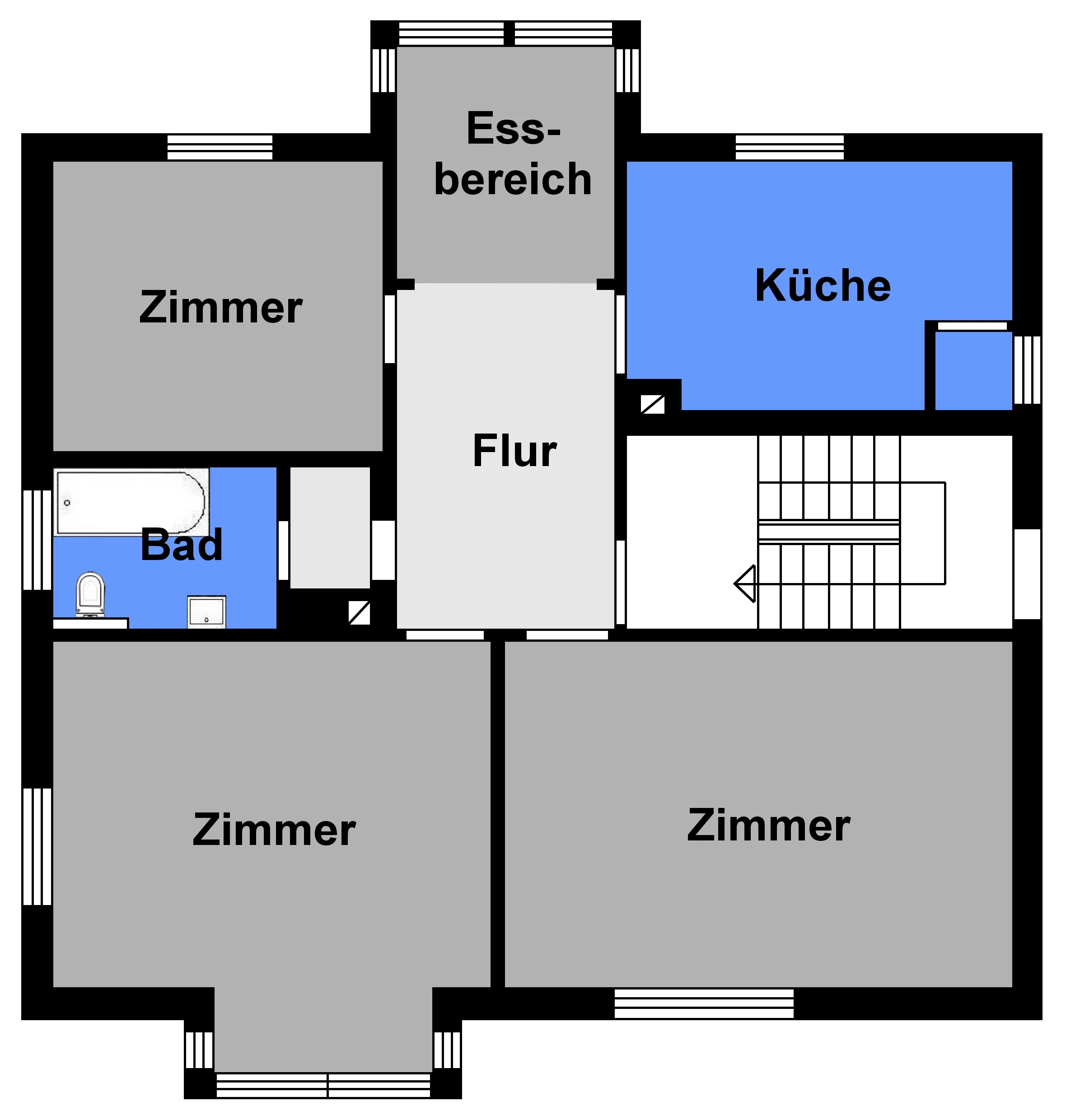 KA-Durlach / Mehrfamilienhaus mit vier Wohnungen, Garagen, Terrasse sowie Gewerbefläche / vermietet
