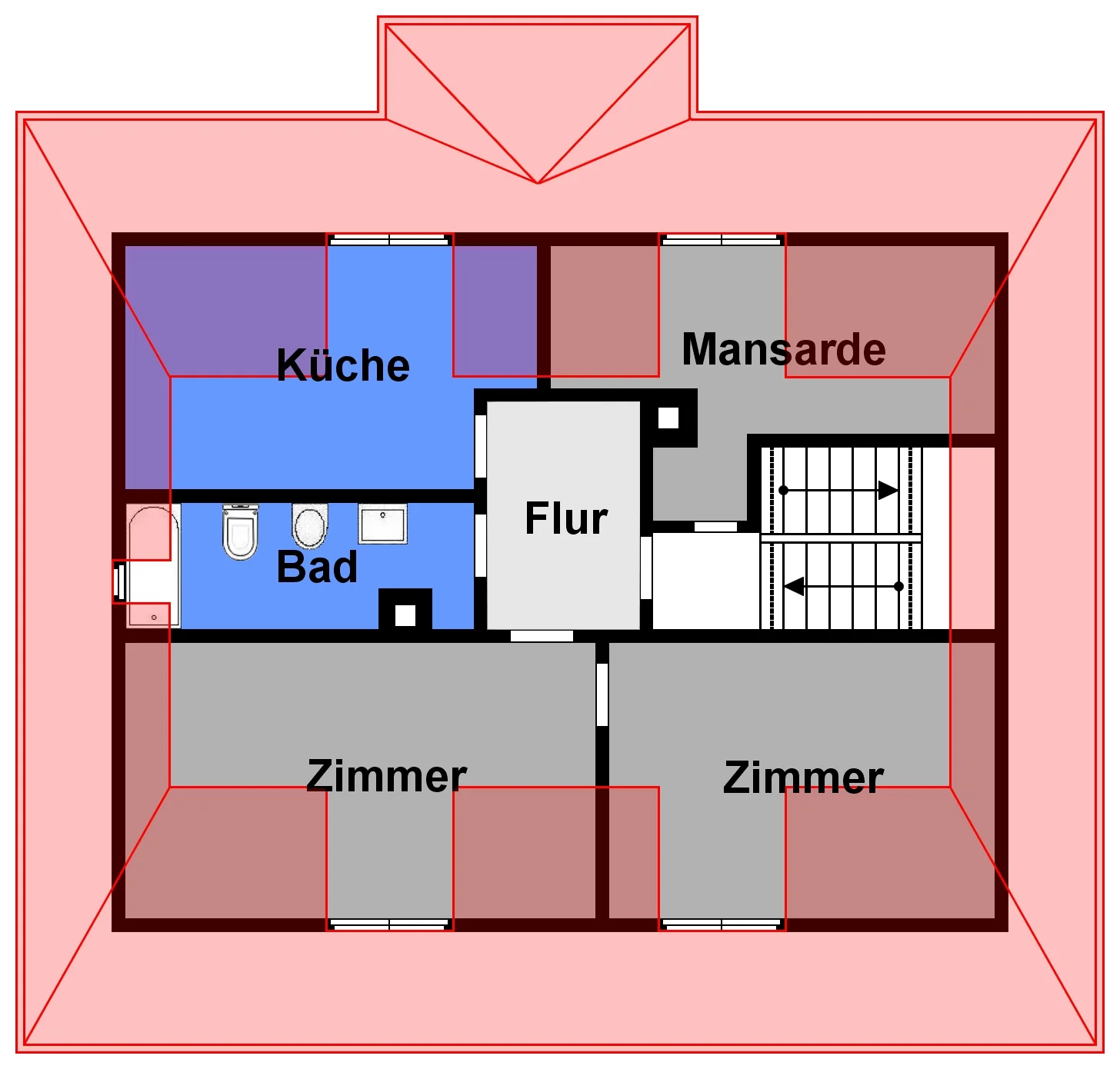 KA-Durlach / Mehrfamilienhaus mit vier Wohnungen, Garagen, Terrasse sowie Gewerbefläche / vermietet