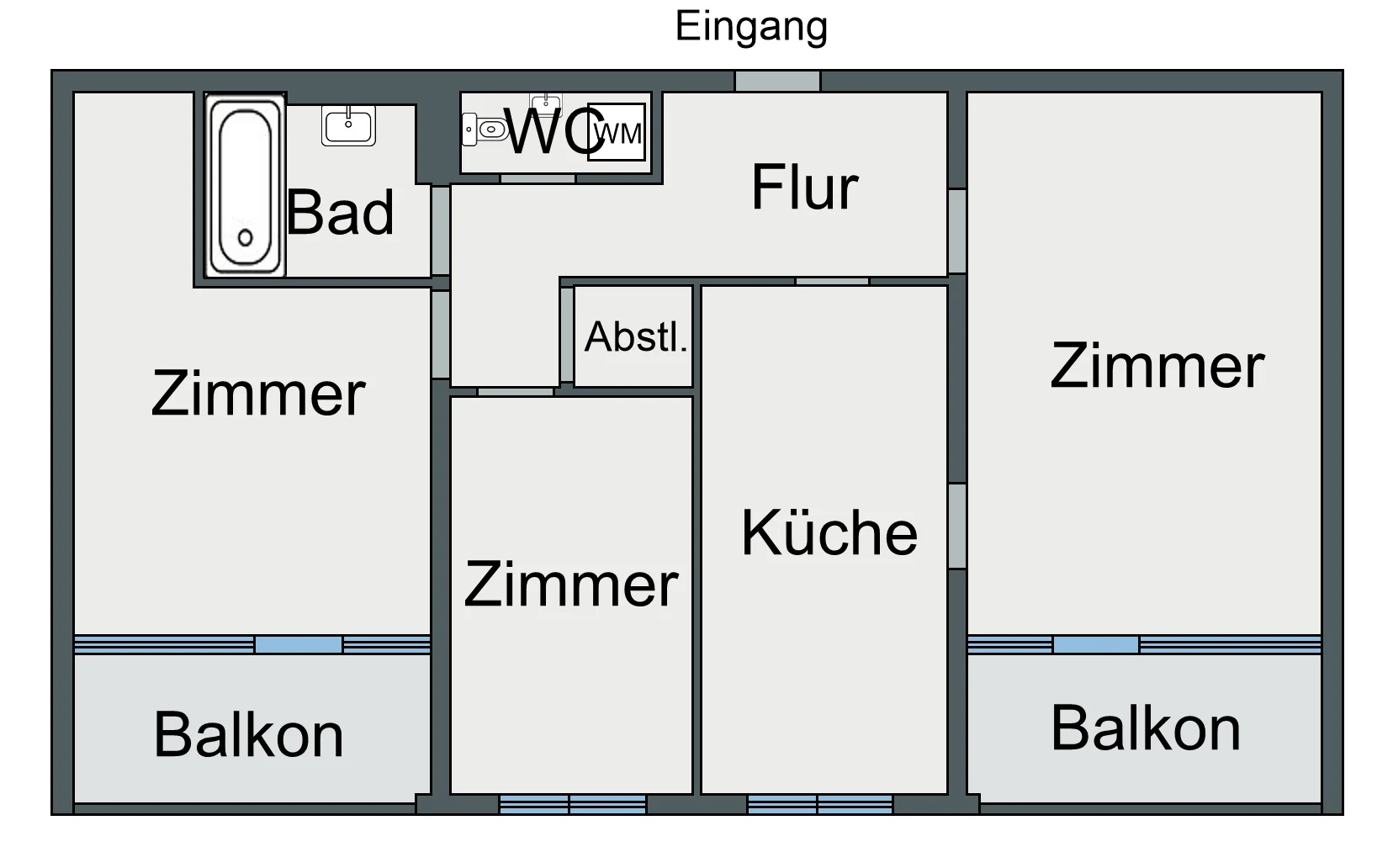 KA-Bergwald / verm. 3-Zi-Whg mit zwei Süd-Balkonen & Garage in gepflegter Wohnanlage