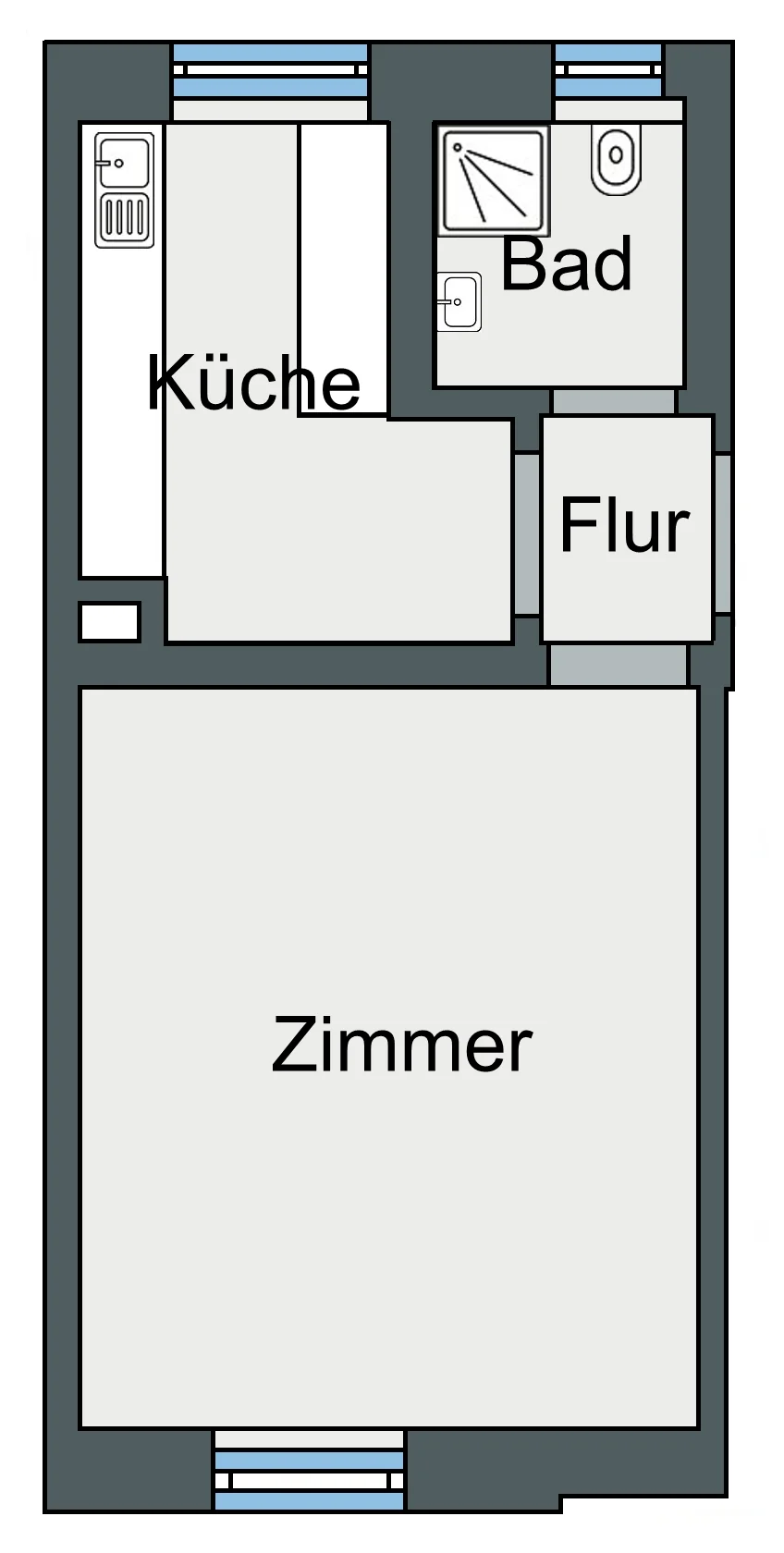 KA-Durlach in Bahnhofsnähe / helle 1-Zi-Altbau-Whg mit EBK / vermietet