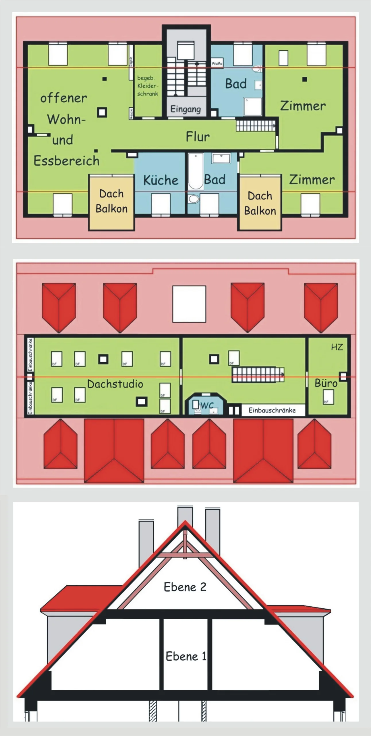 KA-Südweststadt / außergewöhliche & helle DG-Maisonette-Whg mit 2 Dachbalkonen, Garage, Einbauküche, Einbaumöbeln, 2 Kellerräumen und vieles mehr!