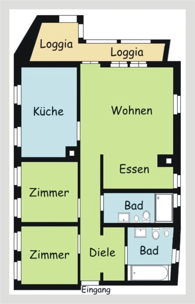 KA-Durlach / sanierte und helle 3-Zi-Stadtwohnung mit toller Loggia in sehr zentraler & ruhiger Lage