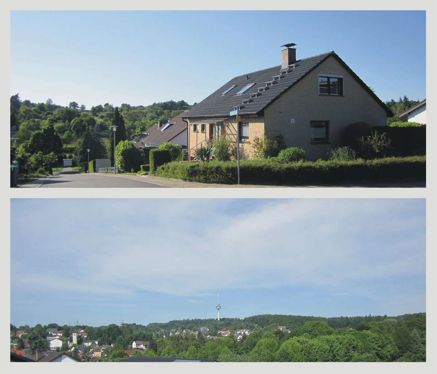 KA-Grünwettersbach / gepflegtes 1-Familienhaus mit integrierter Garage auf gut geschnittenem Eckgrundstück in schöner Hanglage
