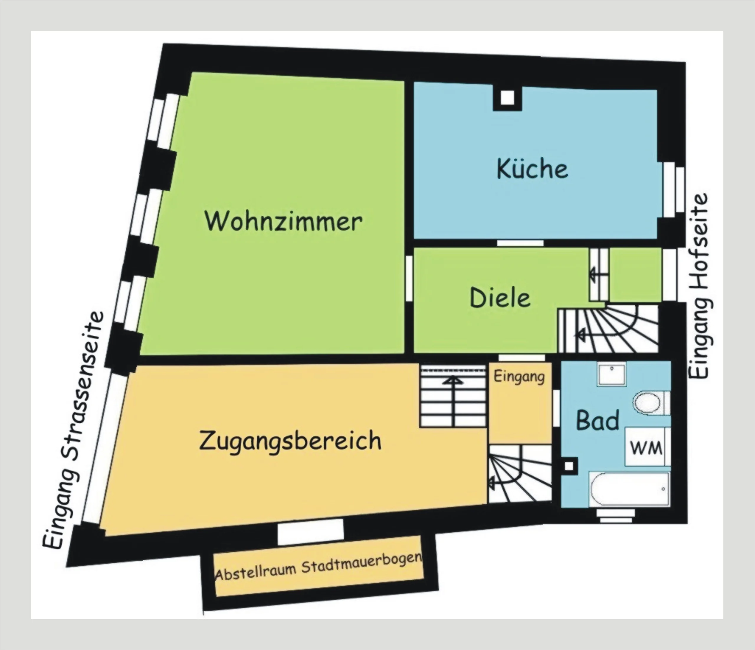KA-Durlach / 1-Familienhaus mit Grundstück in toller Altstadtlage - An der Stadtmauer - mit historischem Stadtmauerbogen